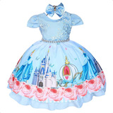 Vestido Infantil Cinderela Festa Temática Luxo