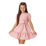Vestido Infantil Cinto Roupa De Menina Juvenil Rodado Festa