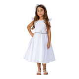 Vestido Infantil Com Manga Branco Batizado