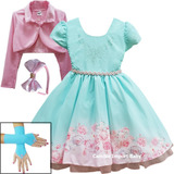 Vestido Infantil Dama Daminha Casamento Renda Luva E Bolero