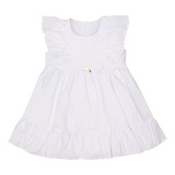 Vestido Infantil De Festa Bebê Menina Branco Detalhes Babado