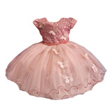 Vestido Infantil De Festa Luxo Aplique Borboletas 1.2.3.4