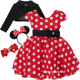 Vestido Infantil De Festa Minnie Vermelho