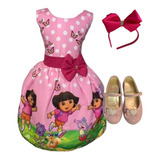 Vestido Infantil Dora Aventureira Luxo +