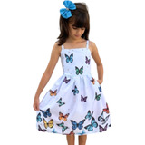 Vestido Infantil Festa Borboleta Jardim Laço Floral + Brinde
