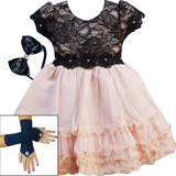 Vestido Infantil Festa Floral Princesa Realeza Luxo E Kit