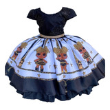 Vestido Infantil Festa Lol Surprise Preto Dourado Saiote