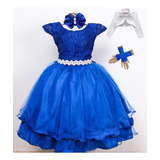 Vestido Infantil Festa Realeza Azul Royal