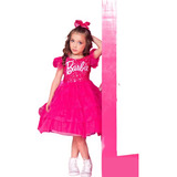 Vestido Infantil Festa Rosa C/glitter Luxo