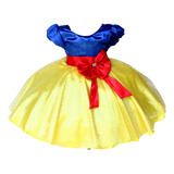 Vestido Infantil Festa Tema Branca De Neve Com Capa E Tiara