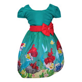 Vestido Infantil Festa Temático A Pequena Sereia Luxo