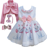 Vestido Infantil Gatinha Marie Festa Luxo E Tiaras E Bolero