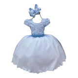 Vestido Infantil Juvenil Azul Cinderela