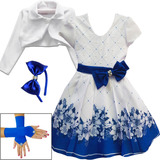 Vestido Infantil Juvenil Azul Princesa Formatura E Bolero