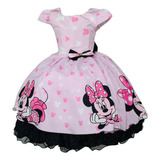 Vestido Infantil Minnie Rosa Festa Minnie 4 A 8 Anos Luxo