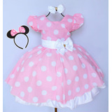Vestido Infantil Minnie Rosa Luxo +