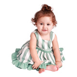 Vestido Infantil Para Bebê Menina Listrado 02 Peças
