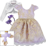 Vestido Infantil Princesa Realeza Roxo Com Bolero E Tiara