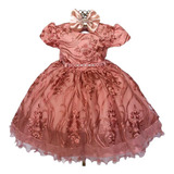 Vestido Infantil Realeza Daminha Luxuoso Casamento E Tiara