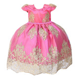 Vestido Infantil Realeza Luxo Rendado E Tiara 1 Ao 16