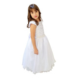 Vestido Infantil Renda Branco Glitter Festa Casamento Rodado