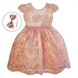 Vestido Infantil Renda Salmão 1 Ao 16 Anos Luxo