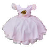 Vestido Infantil Rosa Bailarina Princesa Festas Luxo