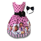 Vestido Infantil Temático A Casa Magica De Gaby Luxo + Tiara