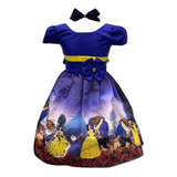 Vestido Infantil Temático Bela E Fera Festa Noite +brinde