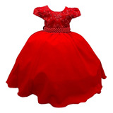 Vestido Infantil Vermelho Luxo Festa Aniversario