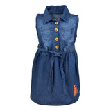 Vestido Jeans Com Botão Infantil Menina