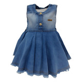 Vestido Jeans Curto Luxo Bebe Menina Verão Katita Kids 2278