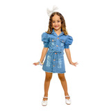 Vestido Jeans Menina Infantil Criança Princesa