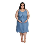 Vestido Jeans Molinho Plus Size Gestante E Amamentação 1787