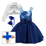 Vestido Juvenil Realeza Azul Luxo Formatura Kit