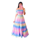 Vestido Longo Com Estampa Floral Para Mulheres,