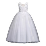 Vestido Longo Comunhão Daminha De Honra Branco 12/14 Anos