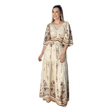 Vestido Longo Estampado Moda Comportada Evangélico 2023