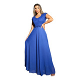 Vestido Longo Festa Discreto Evangelico Madrinha Com Manga