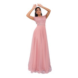 Vestido Longo Formatura Madrinha Gola Japonesa Com Manga 5