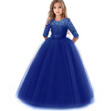 Vestido Longo Infantil Festa Daminha Cinderela Bela Royal