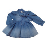 Vestido Longo Jeans Luxo Bebê Menina Estonado Katita 2786