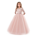 Vestido Longo Juvenil Dama Festa Casamento Manga Renda