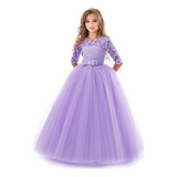 Vestido Longo Juvenil Dama Festa Casamento Manga Renda