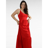 Vestido Longo Liso Vermelho D Bell