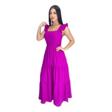 Vestido Longo Luxo Feminina Com Babada