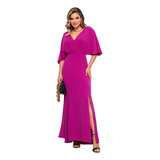 Vestido Longo Madrinha De Casamento Fenda Na Saia Linha Luxo