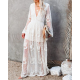 Vestido Longo Renda Bordado Fenda Noiva Casamento G28