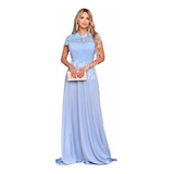 Vestido Madrinha Casamento Formatura Gola Padre Com Gravata