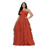 Vestido Madrinha Formatura Debutante Saia Repicada Brilhoso